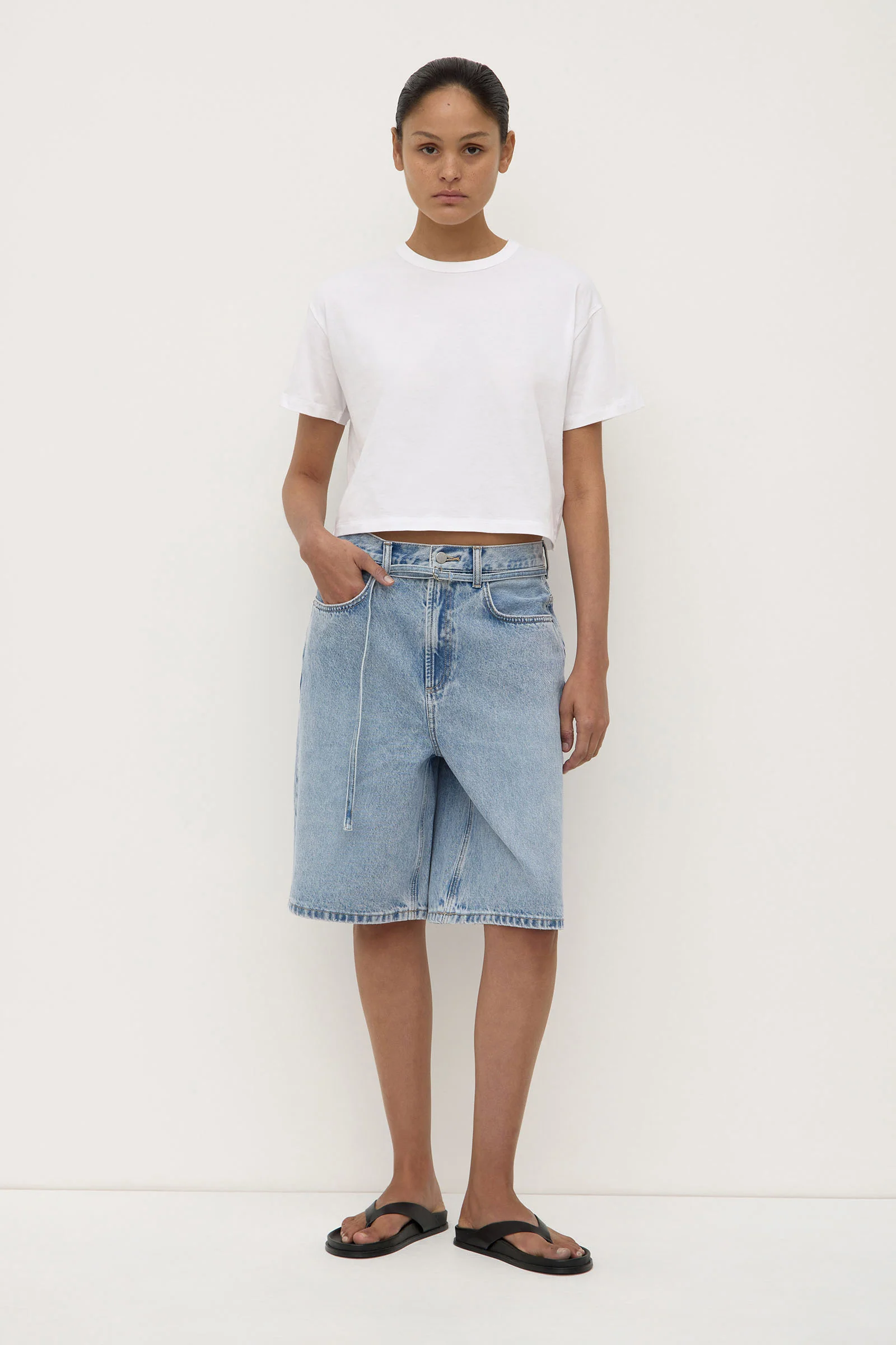 Loose Fit Long Denim Short - Image 3