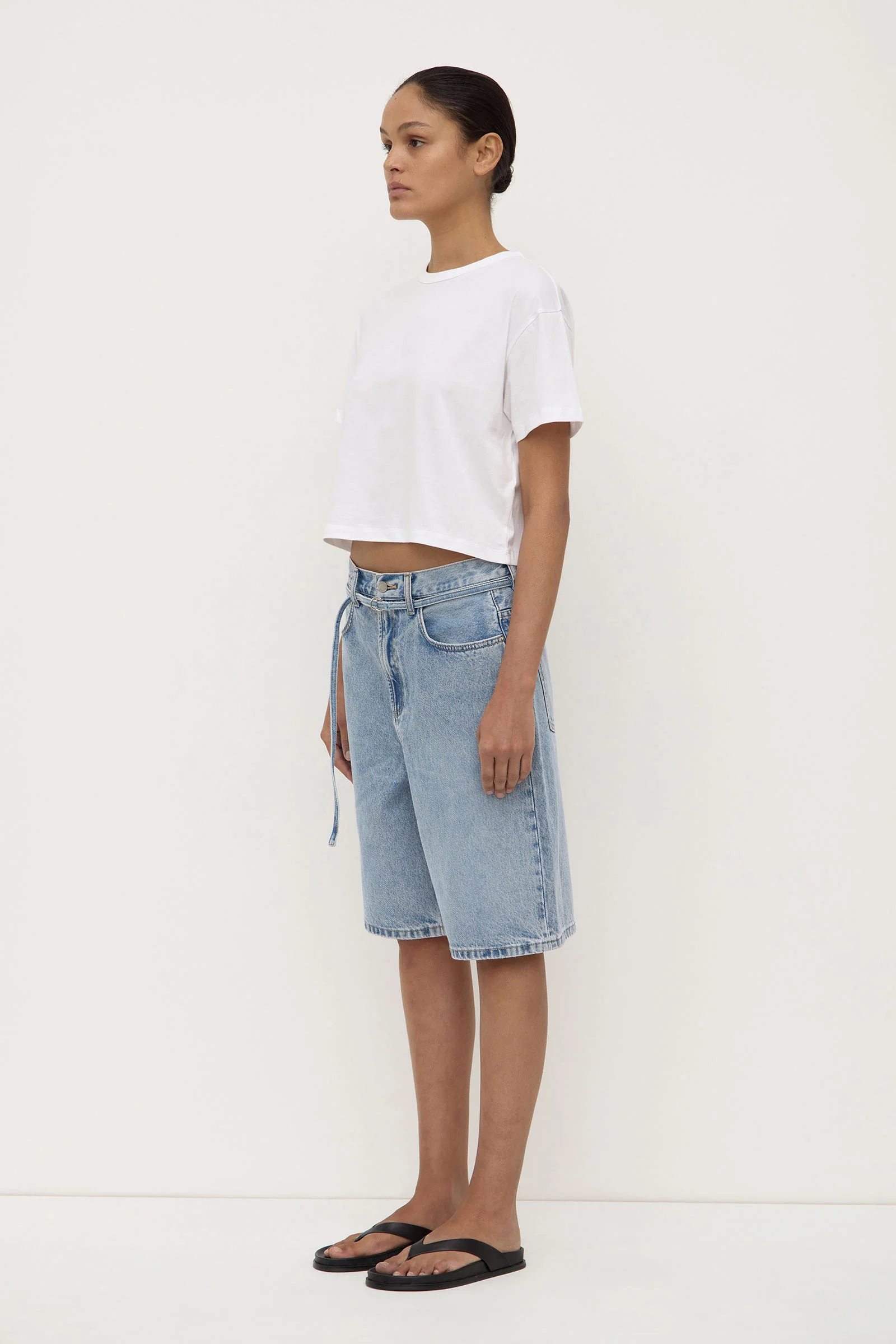 Loose Fit Long Denim Short - Image 4